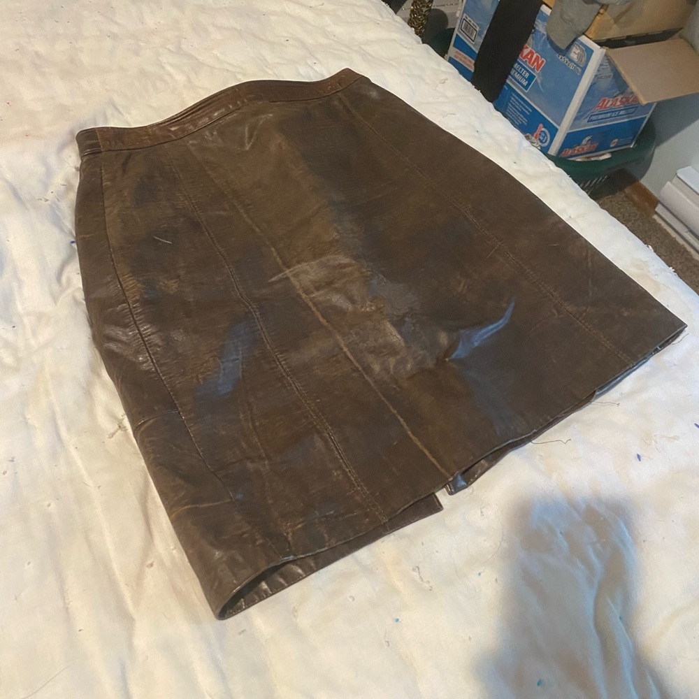 Real leather skirt
